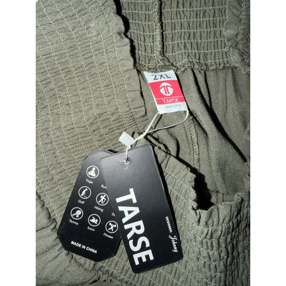 NWT Plus Size Green Stretchy Elastic Smocked Waistband Wide Leg Palazzo Pants 2X - Picture 7 of 7